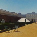 J. Clayton Bright, Les Jardins du Palais Royal, 2000, oil on canvas, 18 x 24 inches