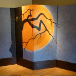 J. Clayton Bright, October Moon, oil on paper, poplar, cloth, 71 x 108 x 1 inches