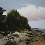 Peter Sculthorpe, A View to Manana, Monhegan, oil on linen, 47 1/2 x 49 1/2 inches