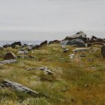 Peter Sculthorpe, Life Ring at Lobster Point, oil on linen, 10 x 20 inches