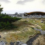 Peter Sculthorpe, Remains of the D.T. Sheriden, Monhegan Island, oil on linen, 10 x 20 inches