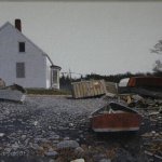 Peter Sculthorpe, Trefethan House, Monhegan, oil on panel, 8 x 8 inches