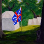 J. Clayton Bright, The Encampment, oil on canvas on panel, 9 x 12 inches