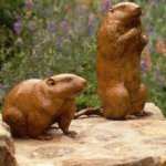 J. Clayton Bright, Whistlepigs, 9 x 14 1/2 x 8 inches (standing), 12 x 8 x 7 3/4 inches (sitting)