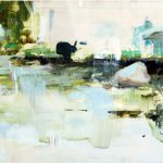 Alex Kanevsky, Cold River, Oil on Board, 14.5 x 31 inches