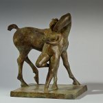 Olivia Musgrave, Amazon Reading Lying on Horseback, Bronze, 22 x 13 1/2 x 5 inches