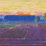 Oscar Bluemner (1867-1938), Field Sunset, 1910/1911, Watercolor, gouache and crayon on paper 5 x 7 inches