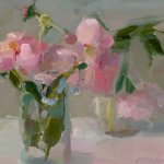 Christine Lafuente, Peonies, oil on linen, 11 x 14 inches