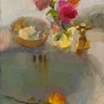 Christine Lafuente, Roses and Sink, oil on linen, 14 x 11 inches