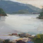 Christine Lafuente, Somes Sound, Overcast Evening, oil on mounted linen, 9 x 12 inches