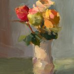 Christine Lafuente, Zuzus Roses, oil on mounted linen, 12 x 9 inches