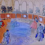 Raoul Dufy, La Corrida, 1949, Gouache on paper mounted on canvas 21 x 27 inches
