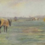 Frederick Frieseke, Horses in Field, 1898, Watercolor on paper, 9 1/2 x 13 1/2 inches