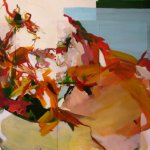 Hollis Heichemer, Big Orange, Oil on Mylar on Panel, 39 x 53 inches