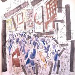 John Marin, Street Movement and Buildings, 1936, Watercolor on Woven Paper, 25¾ x 20 inches