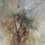 Jane Morris Pack, Pomegranate Tree, Oil on Paper, 26¾ x 33 inches