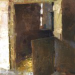 Jon Redmond, Open Stall, Oil on Mylar, 10 x 13 inches