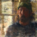 Jon Redmond, Whistling, Oil on Mylar, 10 x 10 inches