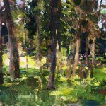 Jon Redmond, Woods C.C., Oil on Mylar, 10 x 10 inches