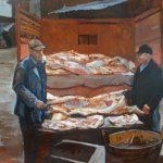 Michael Doyle, The Meat Eaters, Oil on Masonite, 42 x 30 inches