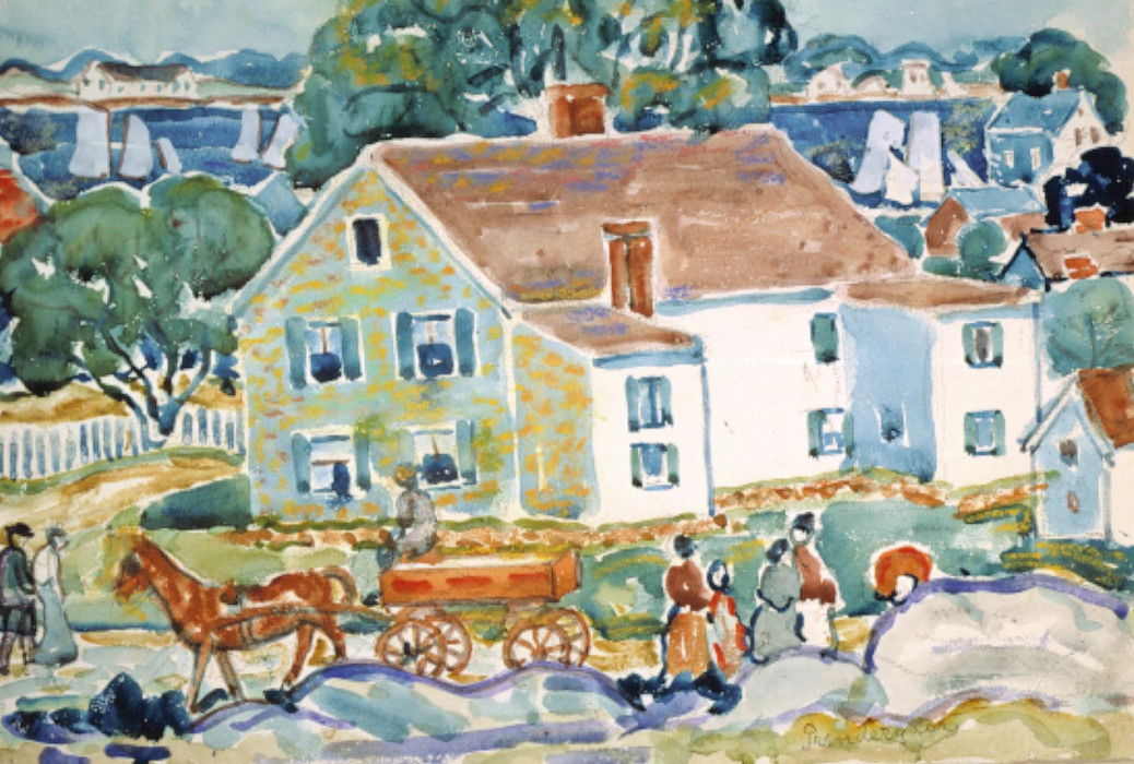 Maurice Prendergast, Bayside Marblehead, c. 1920- 1923, Watercolor, Pastel and Pencil on Paper, 11½ x 15¾ inches