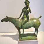 Olivia Musgrave, Amazon Smelling a Rose II, Bronze, 15¾ x 22 x 6 inches