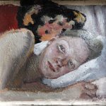 Rosy Lamb, Hanna this Spring, Oil on Plaster, 8 x 9 inches