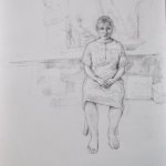 Rosy Lamb, Long Winter, Conte on Paper, 20 x 25.5 inches