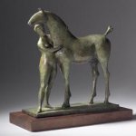 Olivia Musgrave, Amazon Standing with Horse, Bronze, 16 x 14 3/4 x 5 1/4 inches