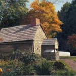 Timothy Barr, Cloister Garden - Fall, Oil on Panel, 16 x 20 inches