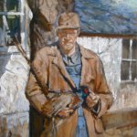 Michael Doyle, Willie and the Pheasant, Oil on panel, 13.5 x 17.5 inches