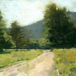 Jon Redmond, Mountain Road, oil on board, 10 x 10 inches