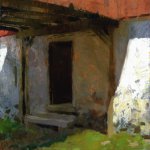 Jon Redmond, Under Barn, oil on board, 10 x 10 inches