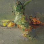 Christine Lafuente, Fennel and Grapes on the Old Wall, 2012, oil on board, 8 x 10 inches