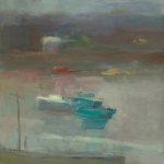 Christine Lafuente, Fishing Harbor at Dusk, 2012, oil on linen, 12 x 12 inches