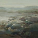 Christine Lafuente, Fog at Seawall, Late Afternoon, 2012, oil on linen, 12 x 12 inches