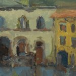 Christine Lafuente, Santa Maria Del Grazie on the Piazza, 2012, oil on board, 10 x 10 inches