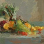 Christine Lafuente, Tuscan Harvest, 2012, oil on board, 9 x 12 inches