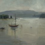 Christine Lafuente, View from the Moorings at Dawn, 2012, oil on mounted linen, 11 x 14 inches