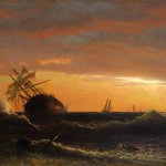 Albert Bierstadt, Beached Ship, 1859, oil on canvas, 21 1:4 x 17 inches