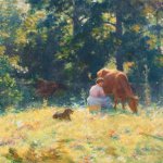Charles Courtney Curran, Milking Time, 1889, oil on canvas, 22 x 18 inches