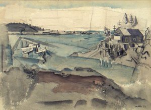 John Marin, Fell Plummer's Wharf, Cape Split, 1933, watercolor, 20 1:2 x 14 3:4 inches