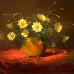 Martin Johnson Heade, Yellow Daisies in a Bowl, c. 1890, oil on canvas, 24 x 15 1:4 inches