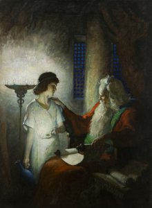 N.C. Wyeth (1882-1945), Eli and the Boy Samuel, 1928, Oil on canvas, 43 ⅛ x 32 inches