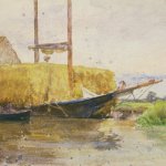 Thomas Anshutz, Boats by the Shore, c. 1894, watercolor, 20 1:4 x 13 1:4 inches