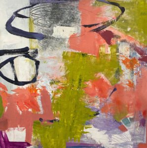 Vicki Vinton, Downtown, 2020, Mixed media on canvas, 36 x 36 inches