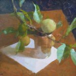 Jon Redmond, Apple Branch, 2013, oil on board, 10 x 10 inches