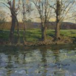 Jon Redmond, Brandywine Bank, oil on board, 17 x 18 inches