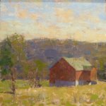 Jon Redmond, 2010, Barn in April, oil on board, 10 x 10 inches