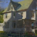 Jon Redmond, Evening in West Chester, oil on board, 10 x 10 inches